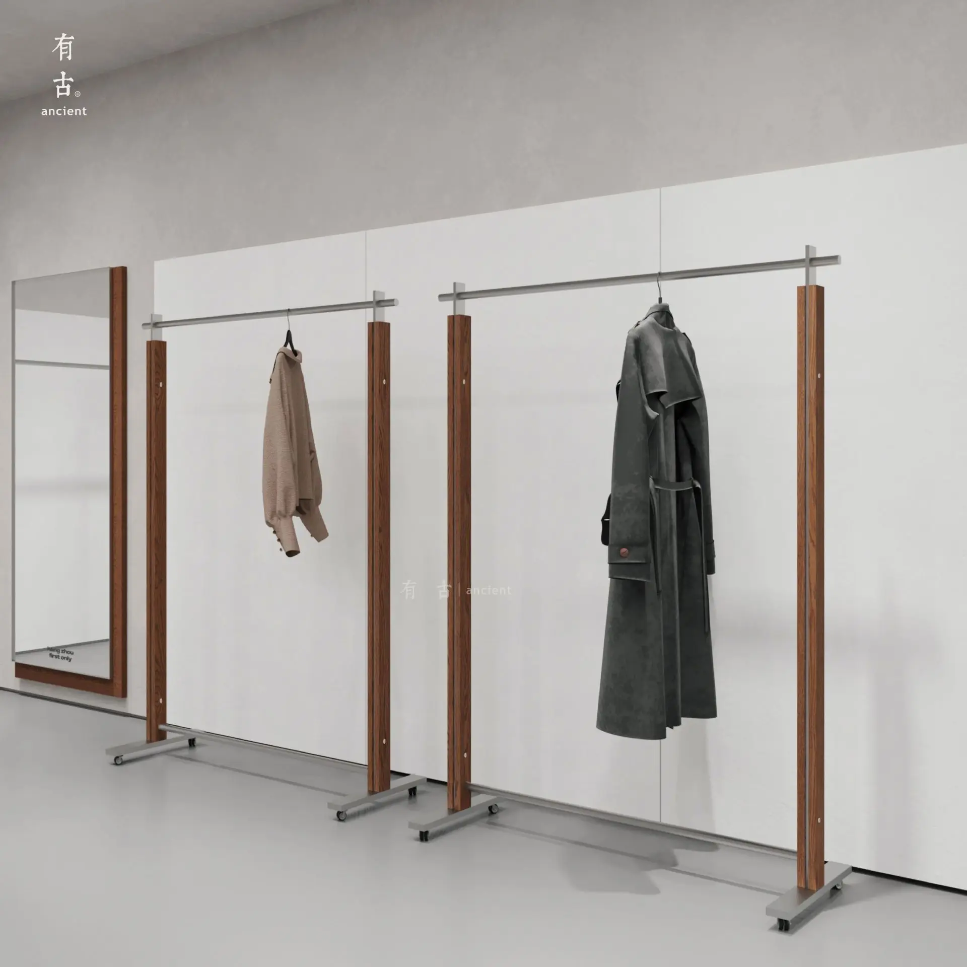 

Stainless steel clothing rack Floor-to-ceiling hanger Women's clothing