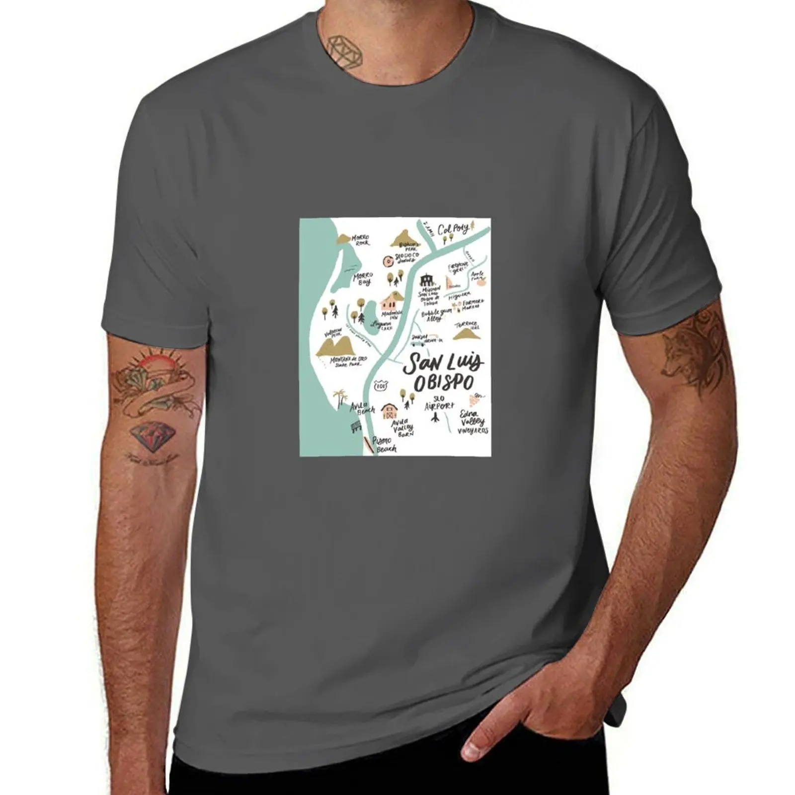 

San Luis Obispo Map T-Shirt Comfortable Work Wear Tee