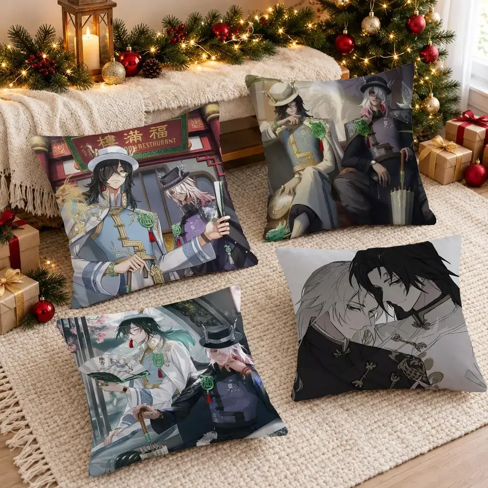 Gothic Elegant Wu Chang White Guard Black Guard Cushion Cover Sofa Living Room Home Decor Invisible Zipper Anti-dustmite Shell