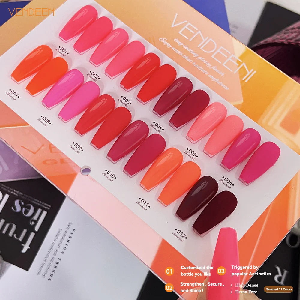 Vendeeni12color série sólida gel polonês conjunto arte produto profissional uv unha polonês salão de beleza hema tpo livre gel polonês suprimentos