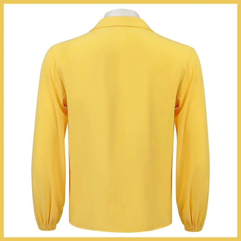 2025 aaa 애니메이션 영화 사자 보이즈 소다 팝 그룹 로맨스 코스프레 의상 노란색 셔츠 탑 목걸이 가발 남녀 할로윈 의상