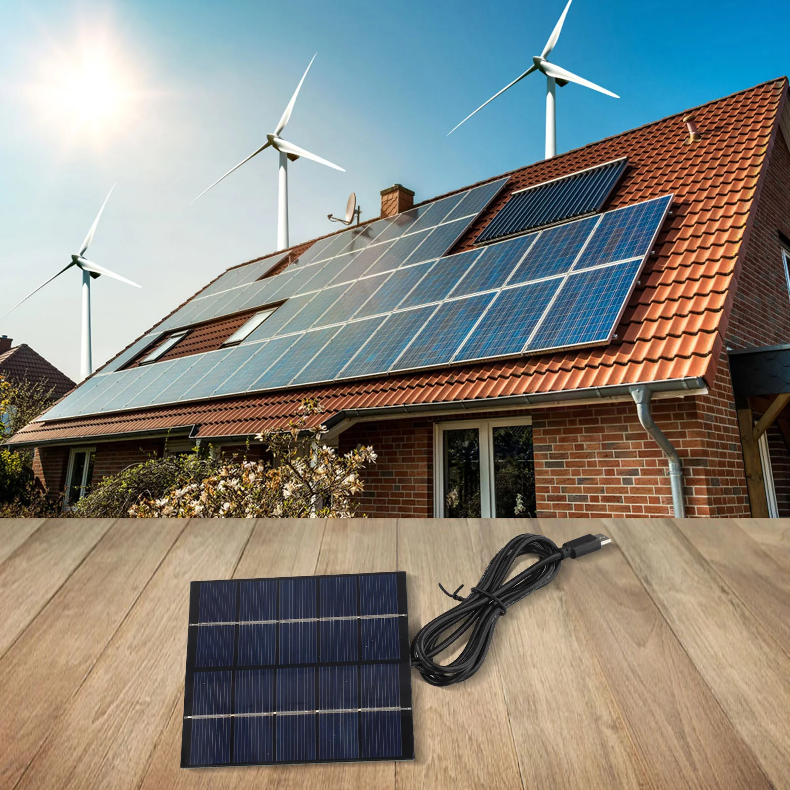 1 5W For Outdoor Solar Charger with Type C Output 10 by 10 Centimeters Mobile Solution for Devices 1 5W For Outdoor