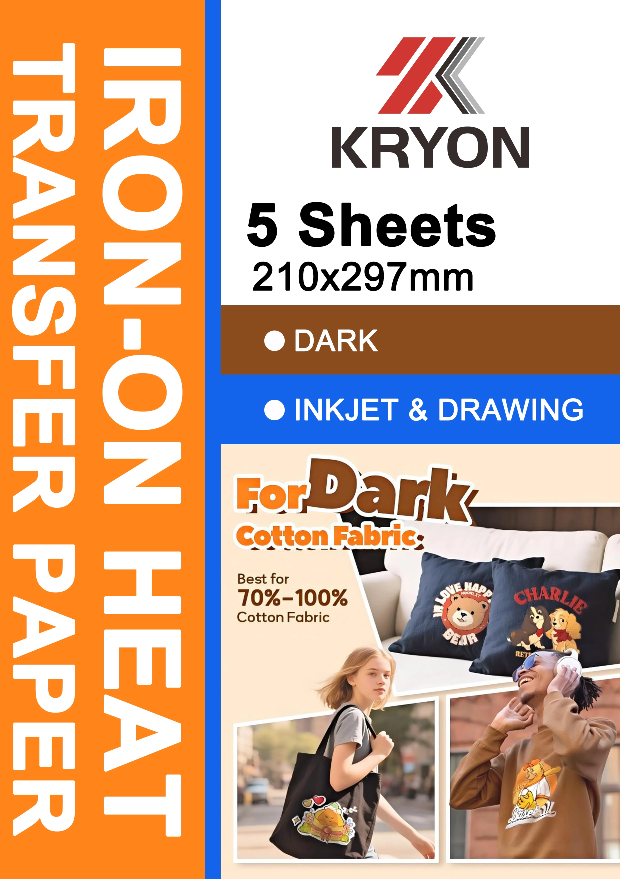 Heat Transfer Paper Iron-On Printable for Inkjet & Laser Printer Drawing Painting Wash Durable Long Lasting