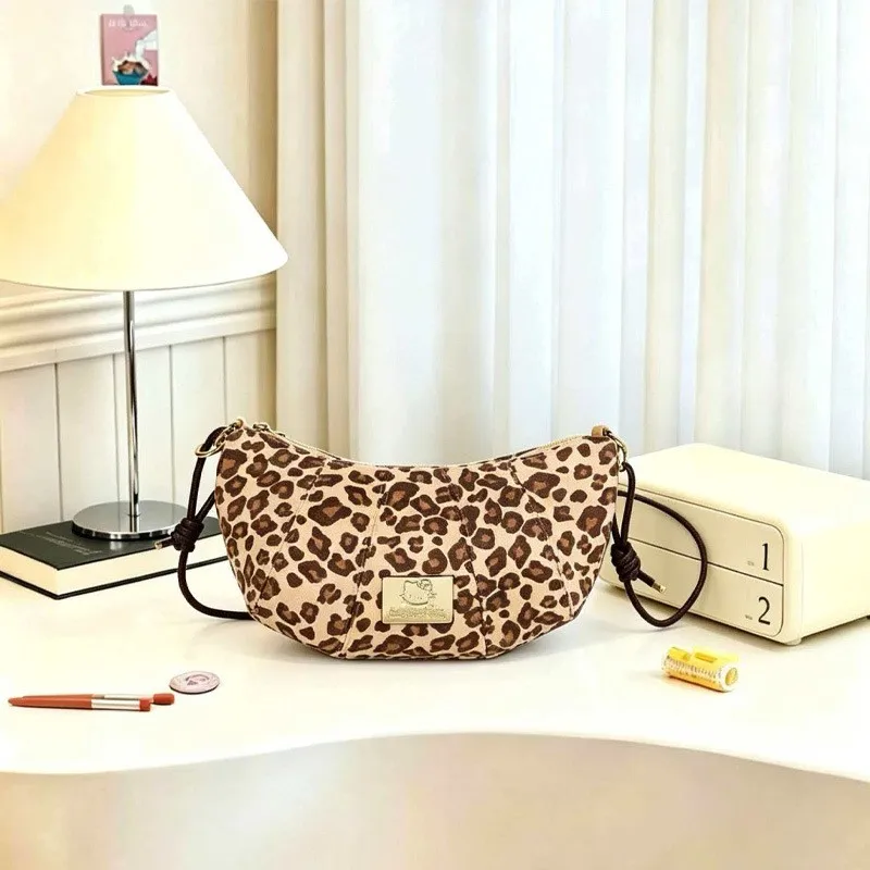 Kitty Cat Luipaardprint Opbergtas Hoornentas Nieuwe Mode Enkelvoudige Schoudertas Crossbodytas Luipaardprint Dumplingtas Make-up Tas