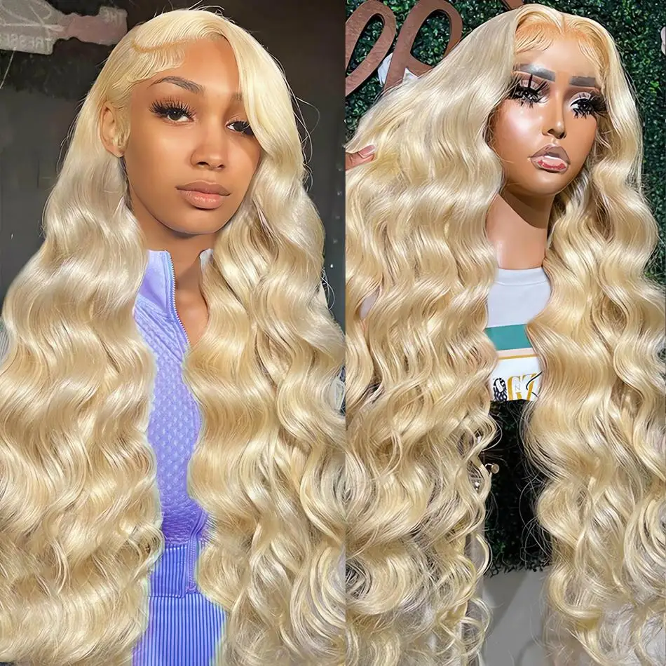 

613 hd lace frontal wig 13x6 Blonde Wigs 30 40 inch Brazilian Bone body wave 100% human hair For Women Choice on clearance sale