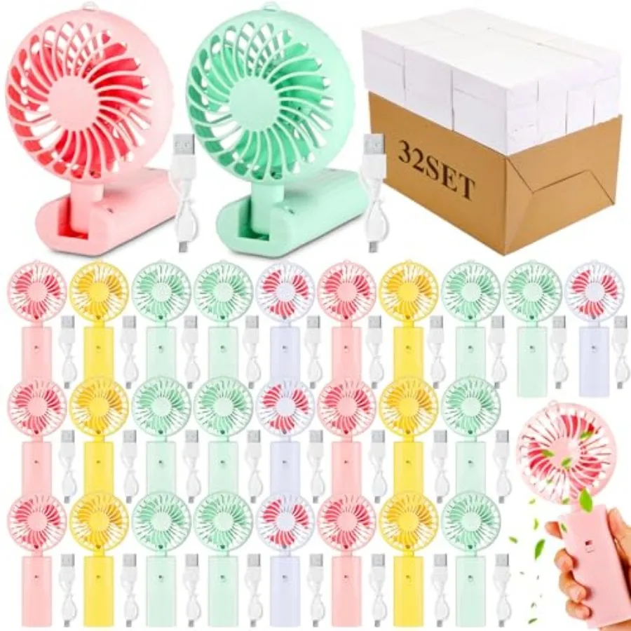 

Pcs Mini Handheld Folding Fan Bulk Hanging Rechargeable USB Fan with Data Cable Small Pocket Foldable Portable Battery Operated