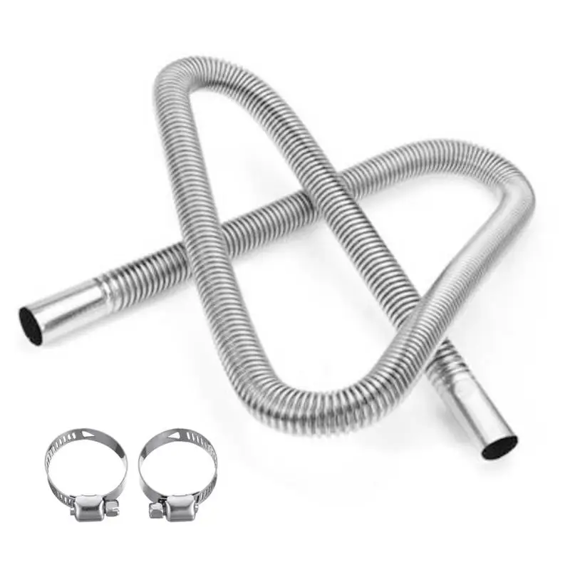 60-300cm Car Air Parking Heater Auto Exhaust Pipe w/ 2 Clamps Fuel Tank Exhaust Pipe Hose Tube Stainless Steel for Diesel Heater