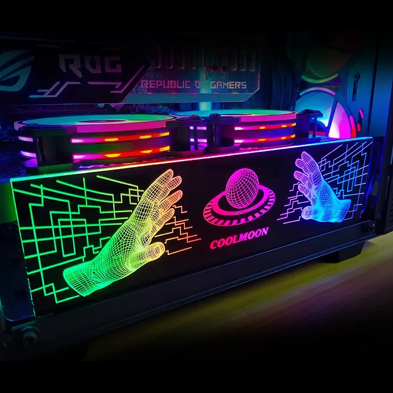 

Coolmoon RGB Light Board Блок питания Light Боковая панель Кронштейн видеокарты RGB Изменение цвета светодиодный блок питания Световая плата