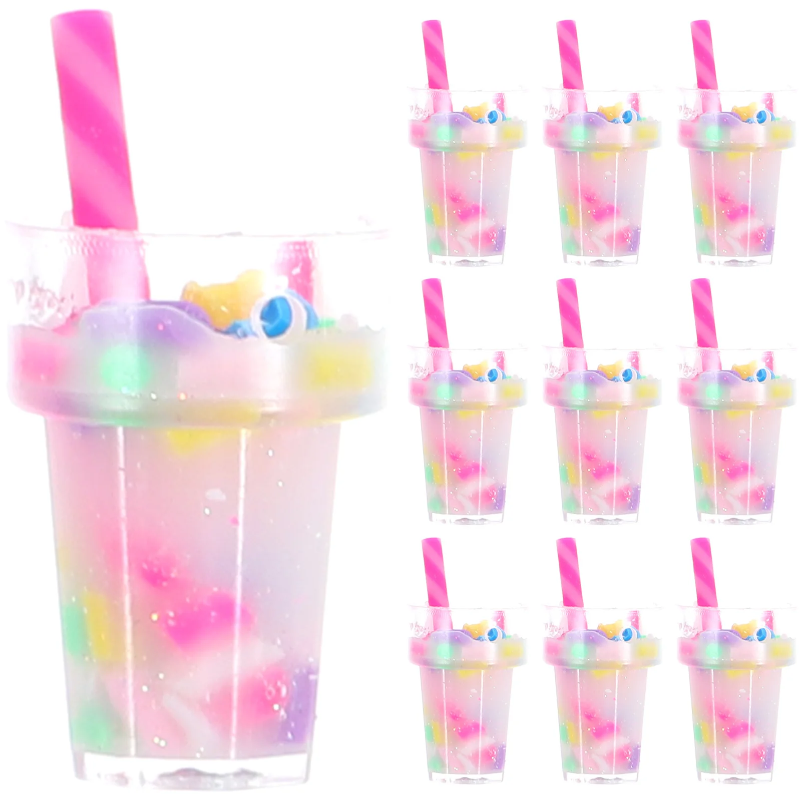 

10Pcs Milk Tea Bottle Charms Resin Mini Pendants Bright Color DIY Necklace Bracelet Earrings Keychain Jewelry Crafts