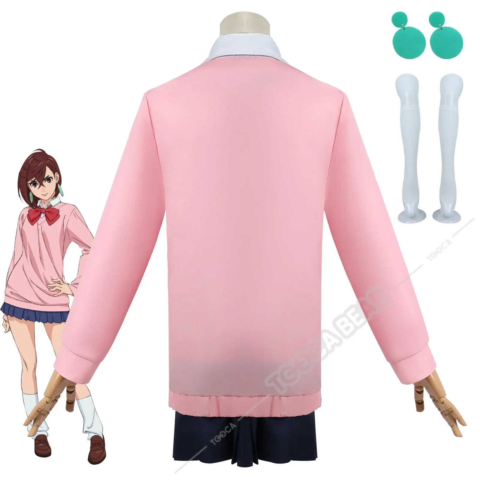 Momo Ayase Anime Cosplay Costume pour filles et femmes, perruque, robe Dandadan, jupe, uniforme scolaire, boucles d'oreilles, tour de cou, fête d'Halloween