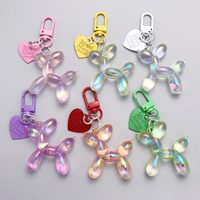 Candy Color Sweet Resin Balloon Dog Keychain For Women Girls Animal Shaped Phone Chain Key Buckle Accessories Bag Pendant N846