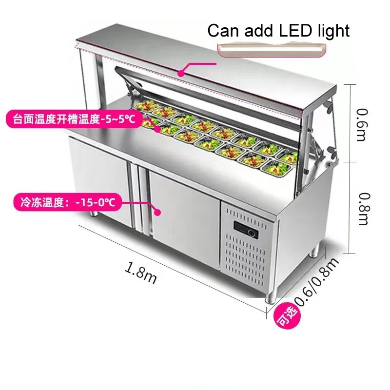 Professional Refrigerator Process Salad Bar Counter Fridge Beverage Commercial Under Counter Refrigerator