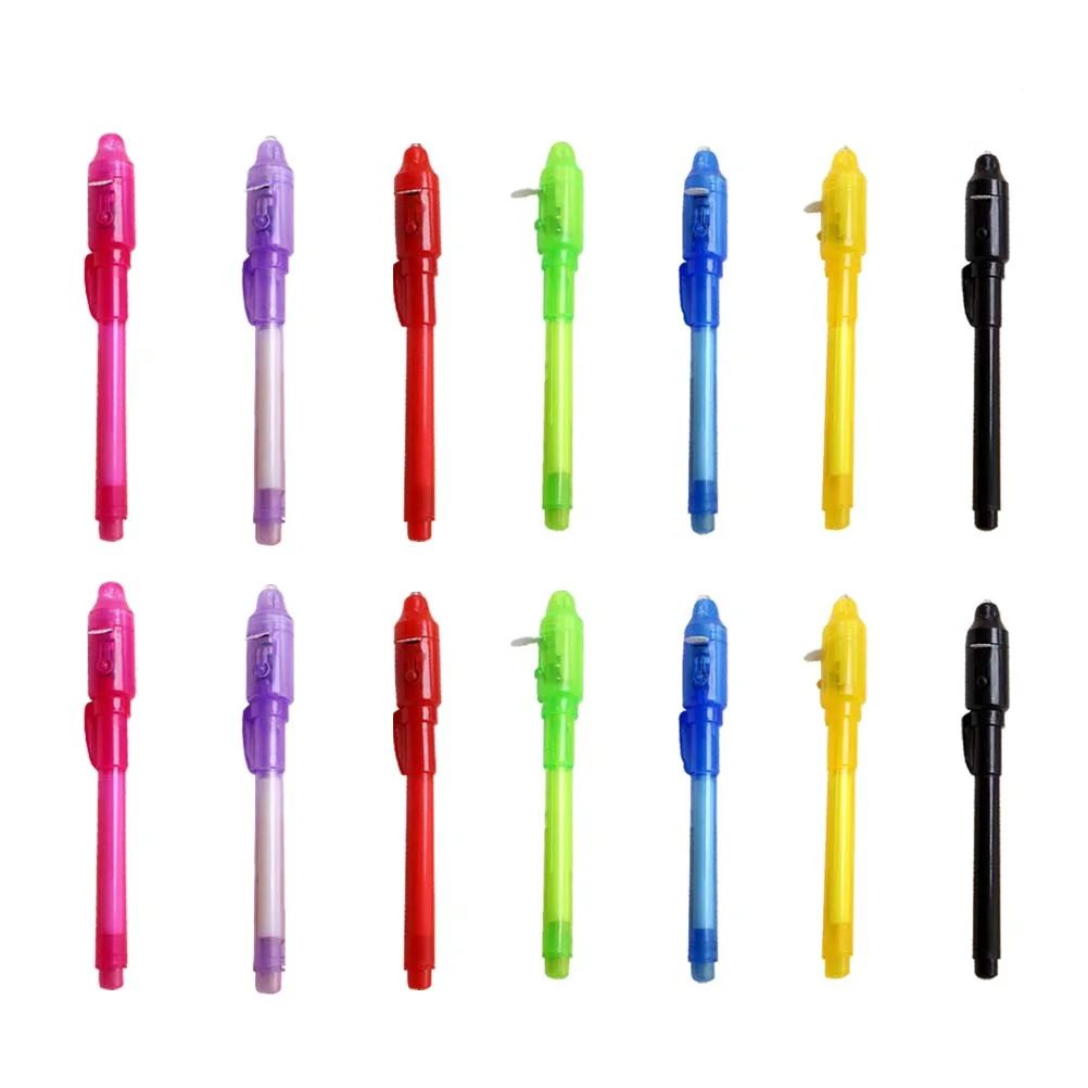 14pcs Invisible Ink Pen Pen Marker Secret Message Pen With For Currency Checking Kids Game UV pen