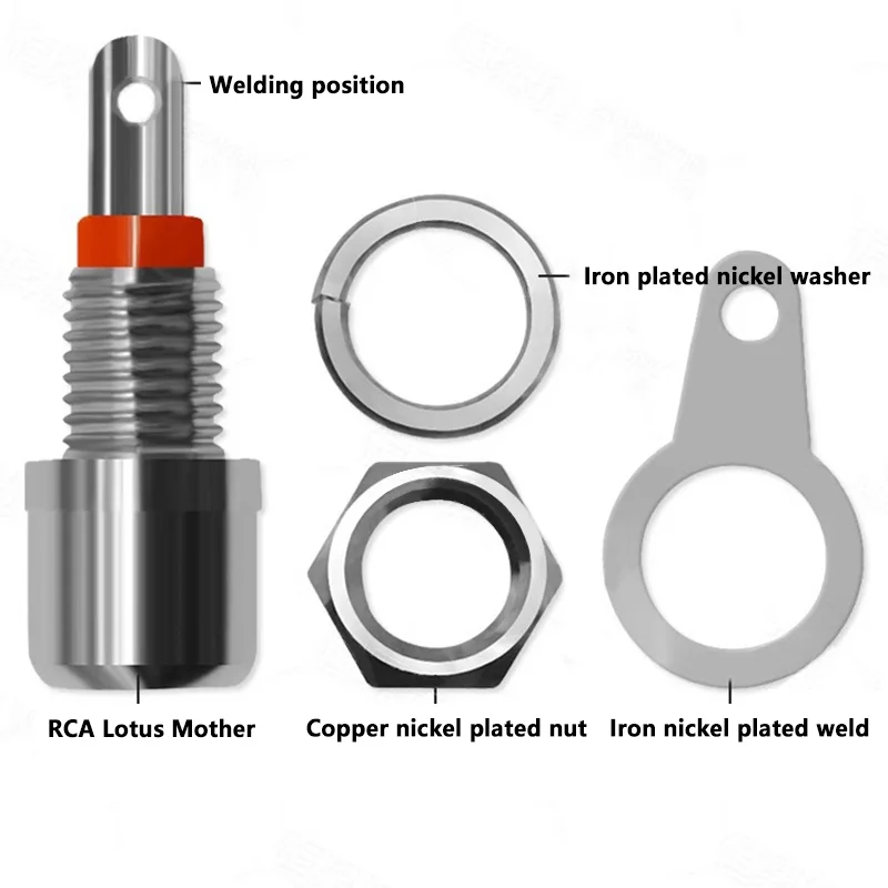 20/100/500PCS Nickel Plated RCA Panel Mount Connector RCA Female Socket Adapter RCA Audio Socket Plug Connector Bulkhead