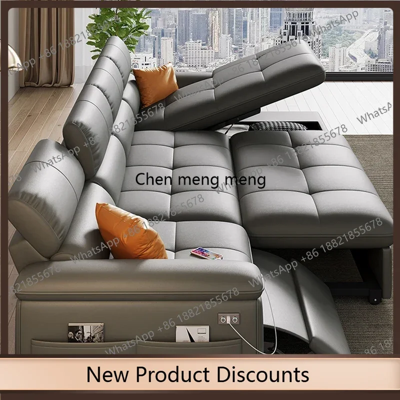 z10Designer Leather Sofa Living Room Ajustable Lounge Foldable Sofa Reclinable Modular Minimalist Woonkamer