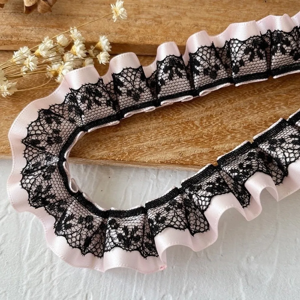 3meters Lace Ribbons Trim Handmade High-Grade Ruffled Farbic Trim Garment Dress Hem Pleated Sewing Material Notebook Decoration