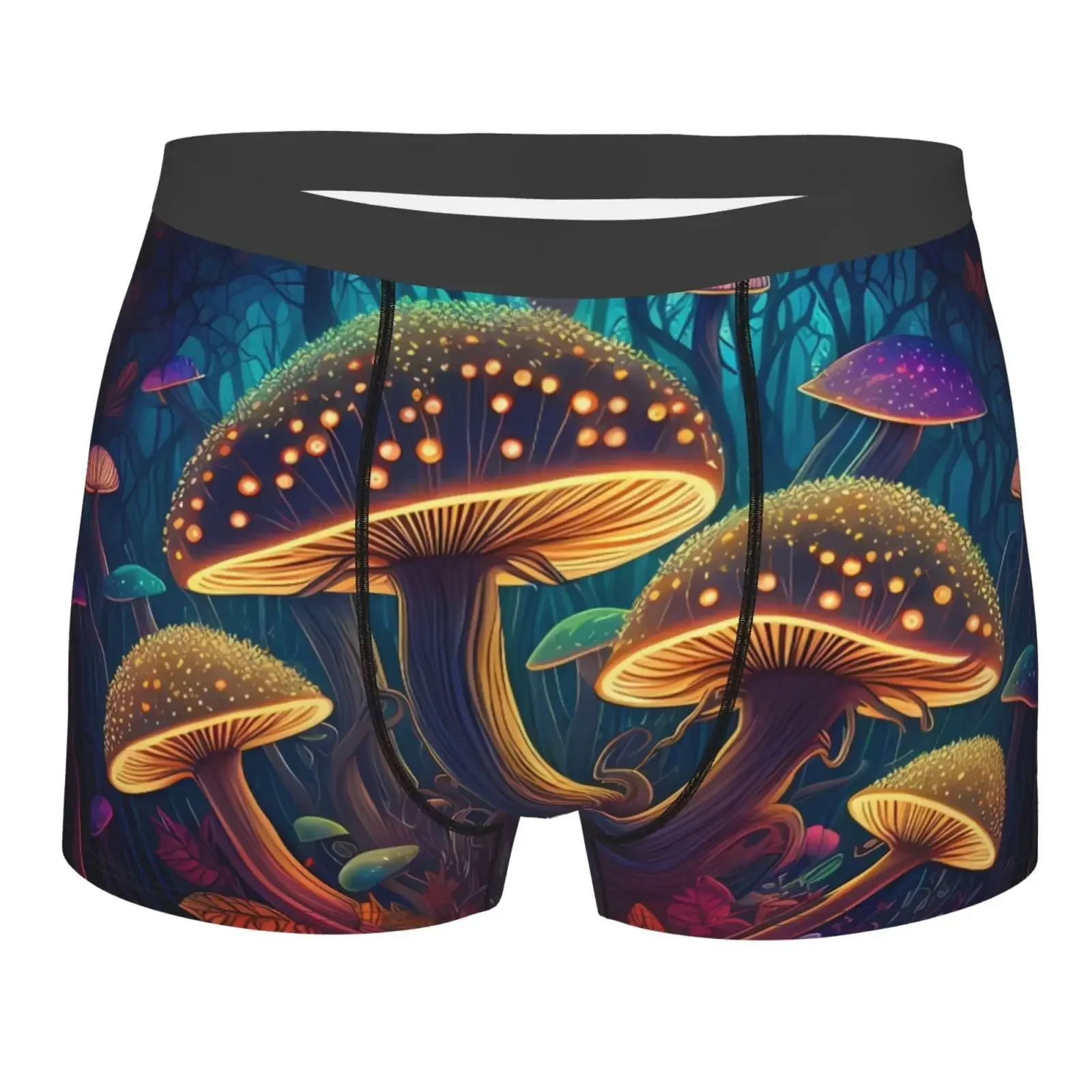 Forest Colorful Mushrooms Pattern Man's Boxer Briefs Breathable Funny Underwear High Quality Print Shorts Gift Idea