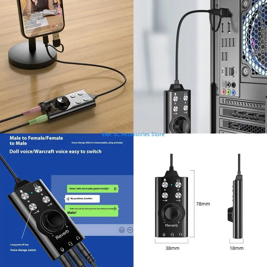 Y51A USB 7.1 External Sound Card For PC Mobile Live Streaming Plugs And Play Design With High Fidelities Sound Output