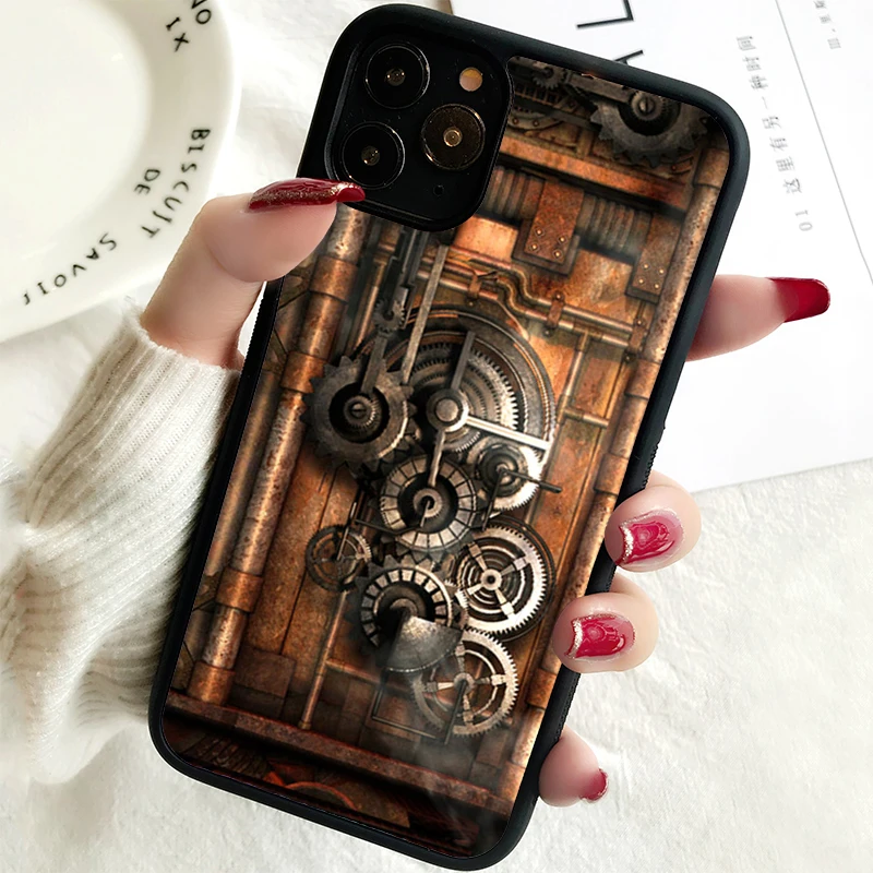 5 5S SE 2020 Phone Cover Case for iPhone 6 6S 7 8 PLUS X XS XR 11 12 13 MINI 14 PRO MAX Rubber Silicone  Retro Gear Steampunk