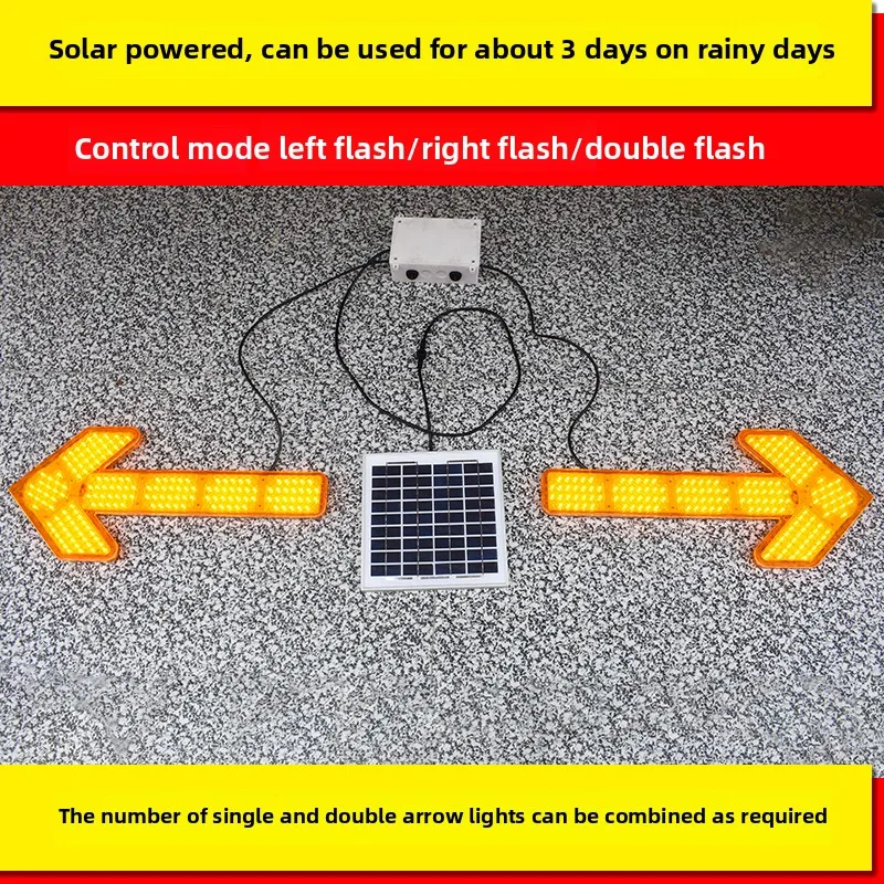 

Solar double flash arrow light Wire-free LED outdoor signs Highway construction guidance diversion
