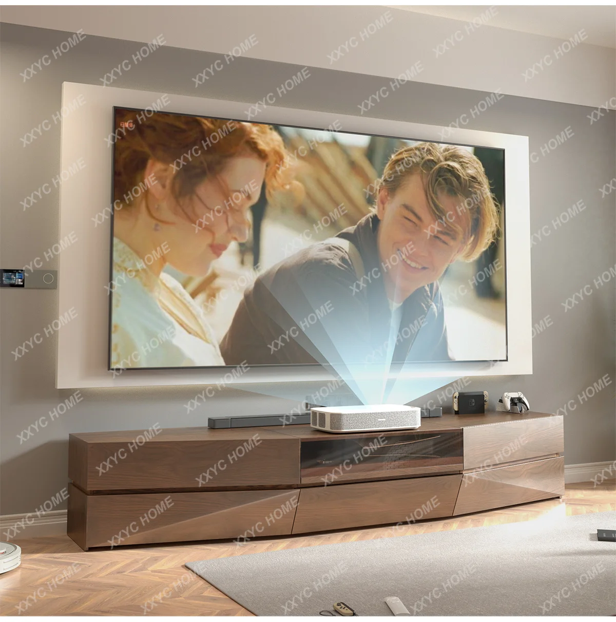 

Solid Wood Large Size Laser TV Cabinet Smart Projector Dedicated Automatic Telescopic Stand