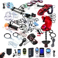 E-stim Penis Ring,Glans Testicle Loops Massage,Electric Shock Bdsm Cock Sheath Ball Stretcher,Electro Sex Toy for Men,Host,Cable