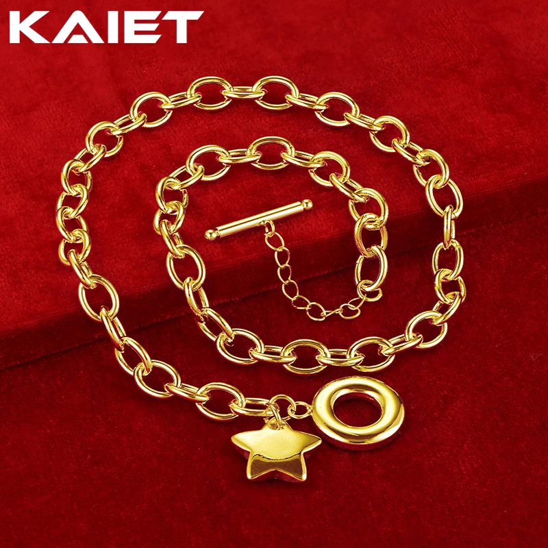 

KAIET 925 Sterling Silver Solid Star Pendant Necklace Plated With 18K Gold Wedding Party For Women Charm Fine Jewelry