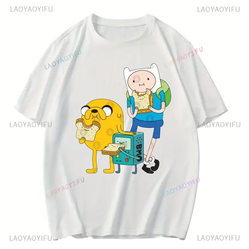 Finn and Jake Adventure Time Pattern Tshirt for Men's and Women's Cotton T-shirt Short-sleev T Shirt Summer Casual Unisex Tees