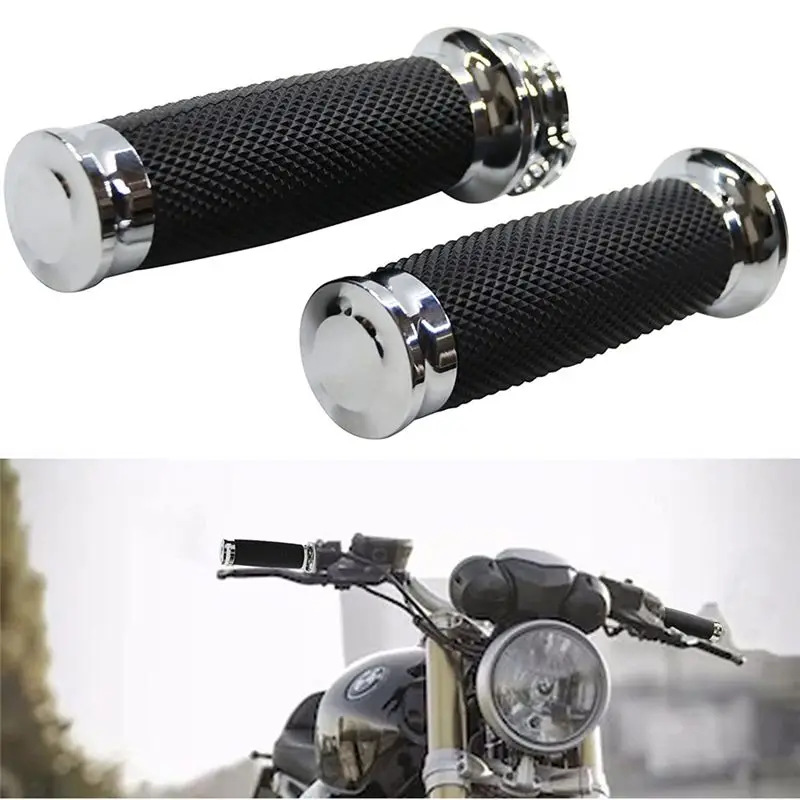 Compatible Universal 1In 25Mm Hand Grips Motorcycle Handle Bar Handlebar for Touring 883 1200 XR for Silver
