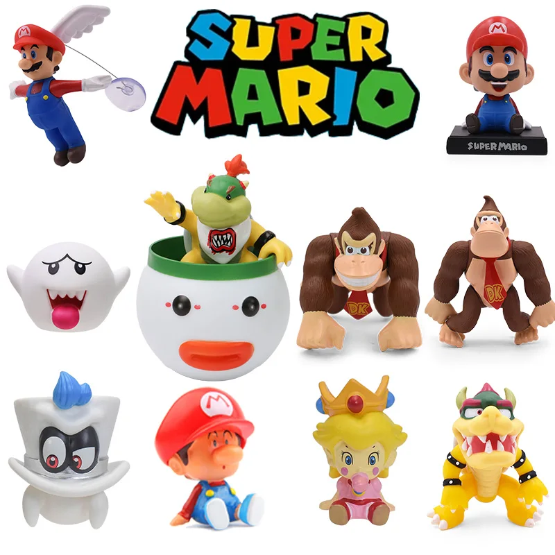 

Super Mario Action Figure Cappy Princess Peach Donkey Kong Bowser Jr Cartoon Game Collection Model Toy for Children Gift