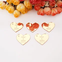 Custom Wedding Tags Heart Signs Personalized Acrylic Place Cards Table Decoration Center Pieces Party Favors Baptism Gifts