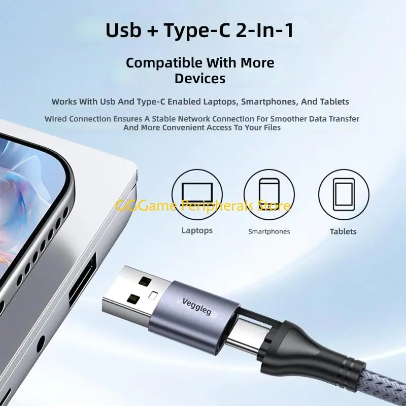 

U55B Fast Speed USB A USB C To Ethernet Adapter 2500Mbps Speed For Online Gaming Video Calls