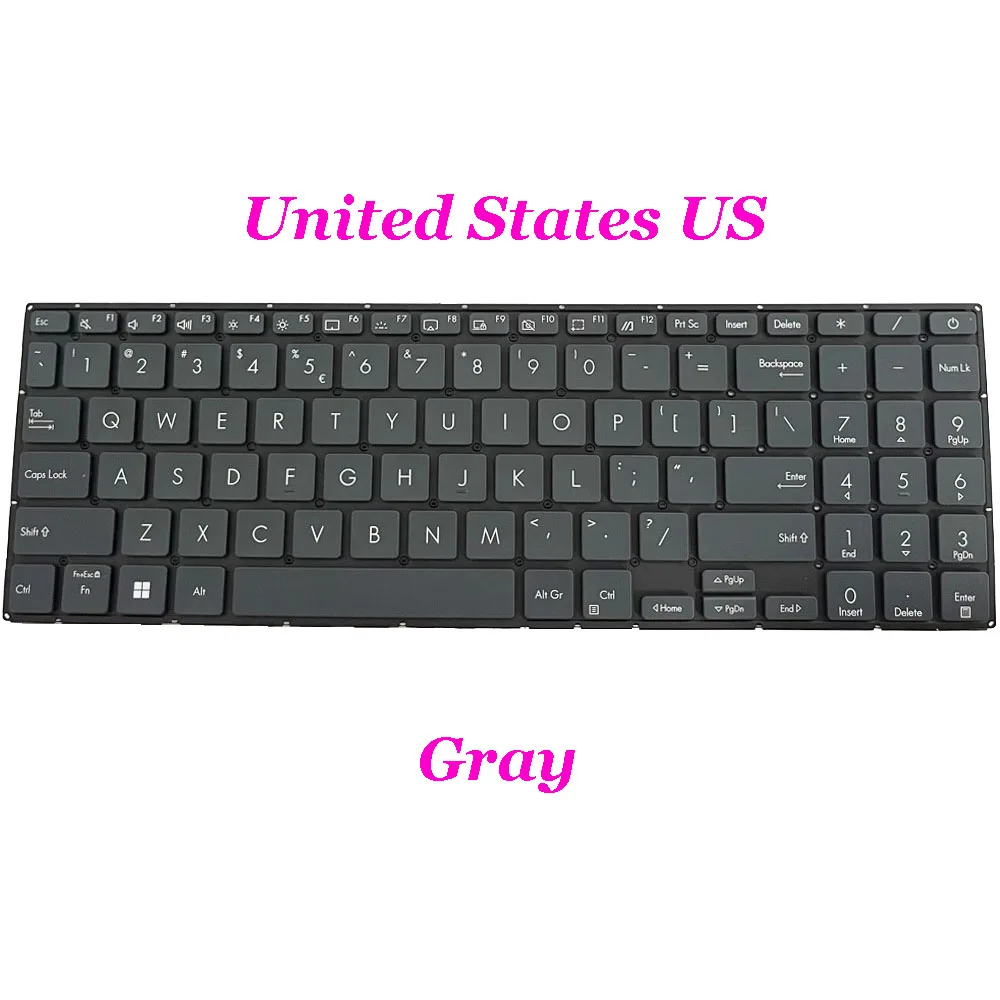 US Black\Gray Keyboard For ASUS ZenBook Pro 15 UX535L UX535LH UX535LI UX535QA UX535QE UM535Q UM535QA UM535QE UM5500Q UM5500QA