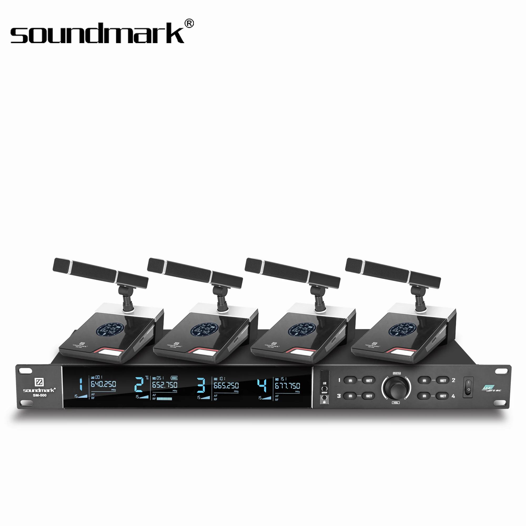 SM-500 Wireless Digital 2-Channel Noise Cancelling KTV Project Karaoke Microphone Infrared Sensor AA Battery XLR 100m