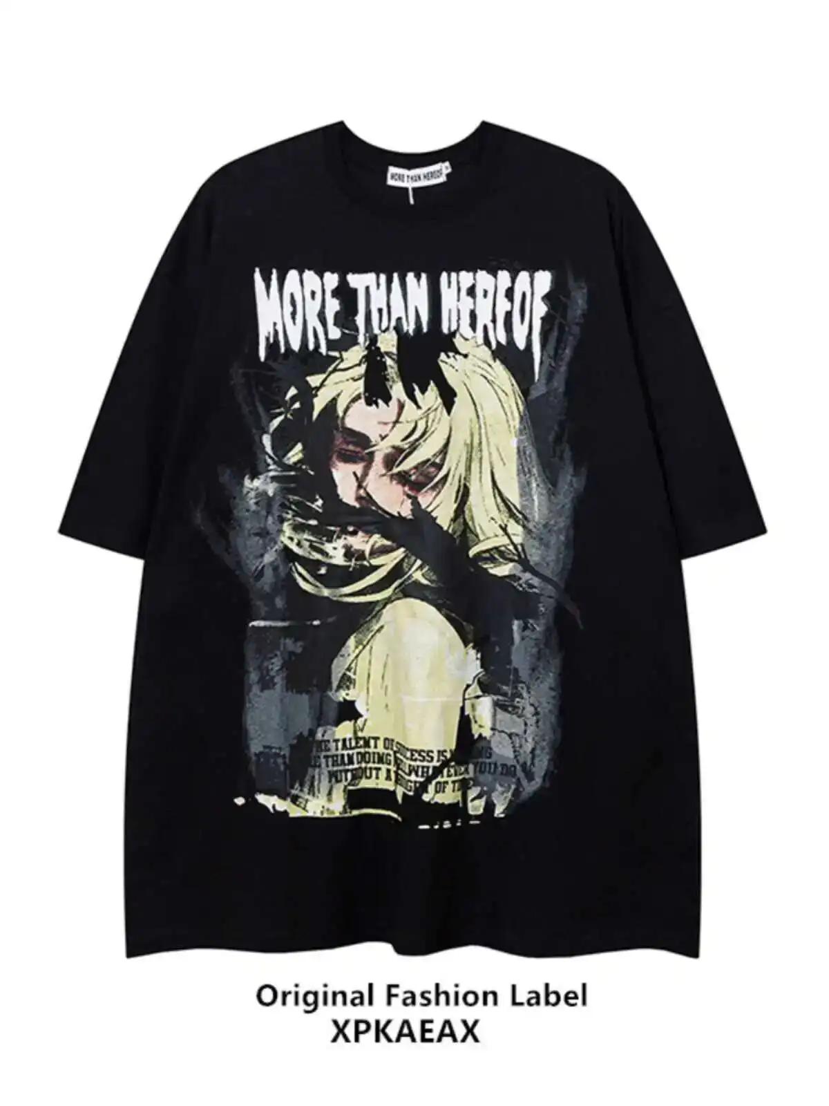 

Man Women Oversize T-shirt Trendy Brand Anime Character Print Oversized Short Sleeve T-Shirt High Street Unisex Versatile Tee