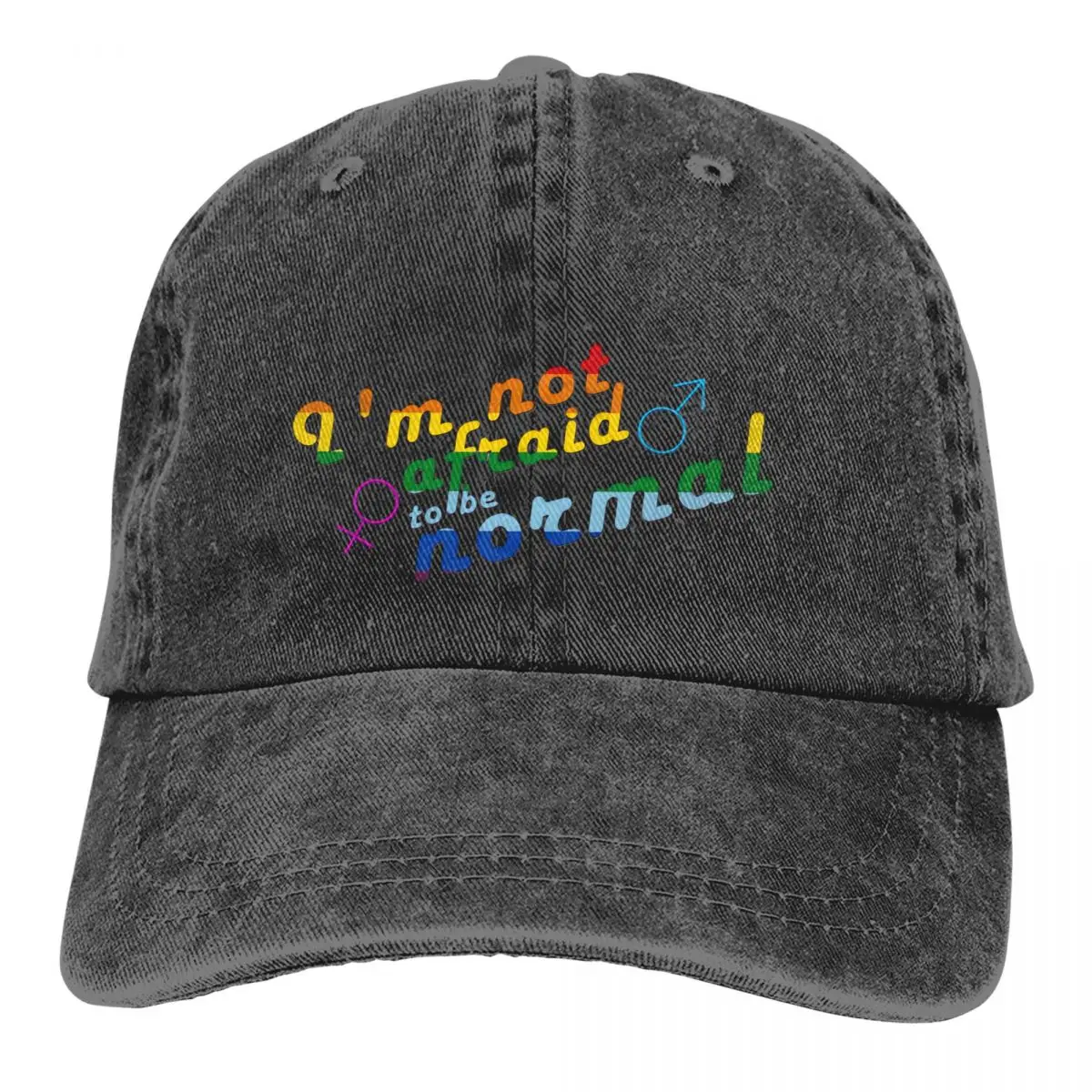 Washed Men's Baseball Cap I'm Not Afraid To Be Normal Trucker Snapback Caps Dad Hat LGBT Pride Golf Hats