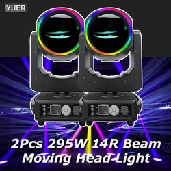 Beam Moving Head Light com abertura, Zoom Gobo, DMX palco iluminação projetor, DJ Party Concert, duplo Prismi, 14R 295W, 2pcs por lote