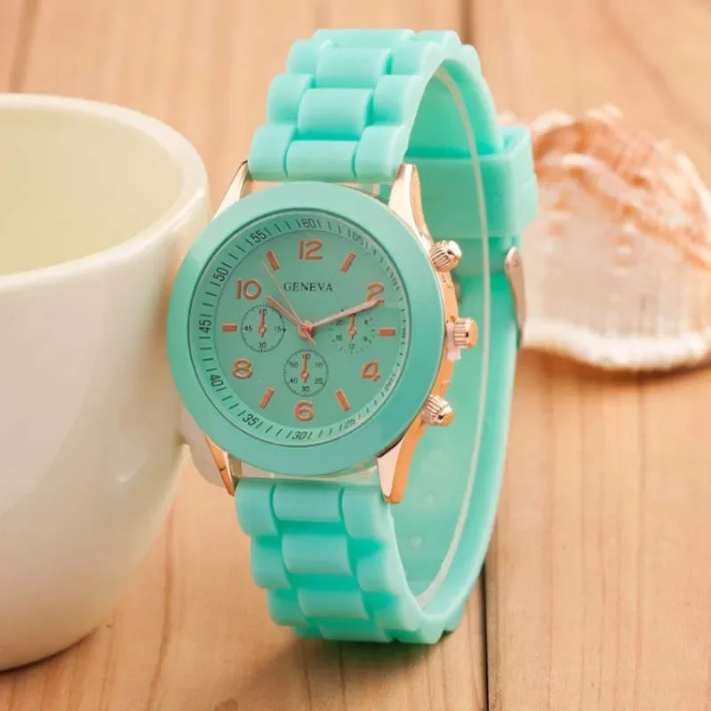 Geneva Silicone Women Watch Ladies Fashion Dress Quartz Wristwatch Female clock Jelly Colorful children\'s watch men Leisure