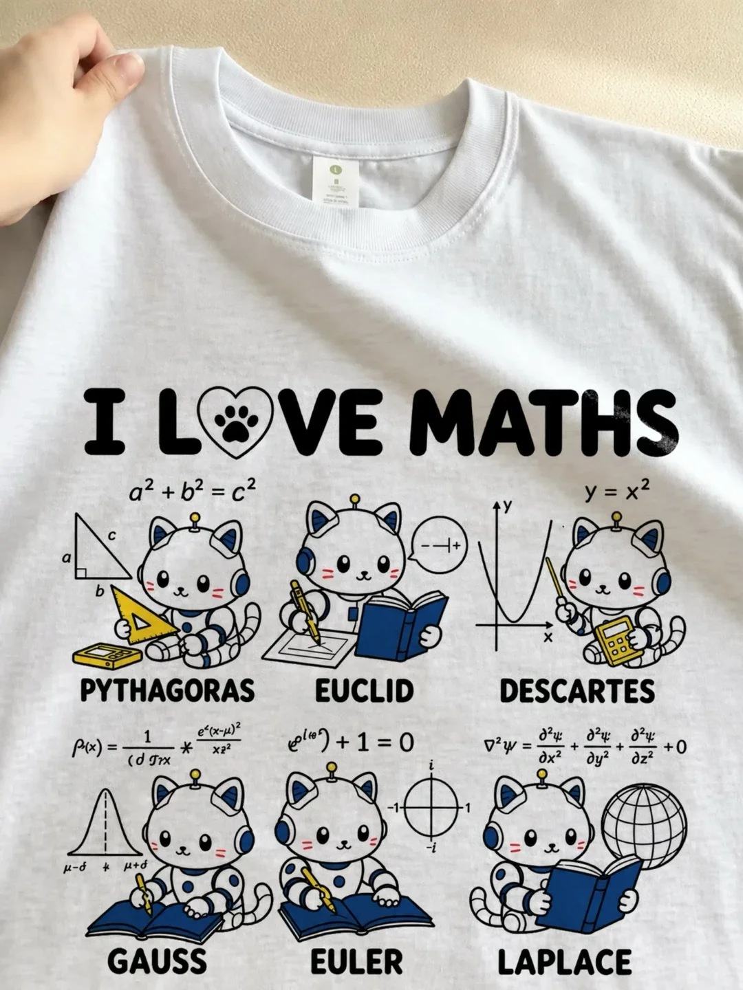 Pure Cotton Short Sleeve T-Shirt Unisex Breathable Comfortable Mathematical Enthusiast Design Heavyweight Casual round Neck