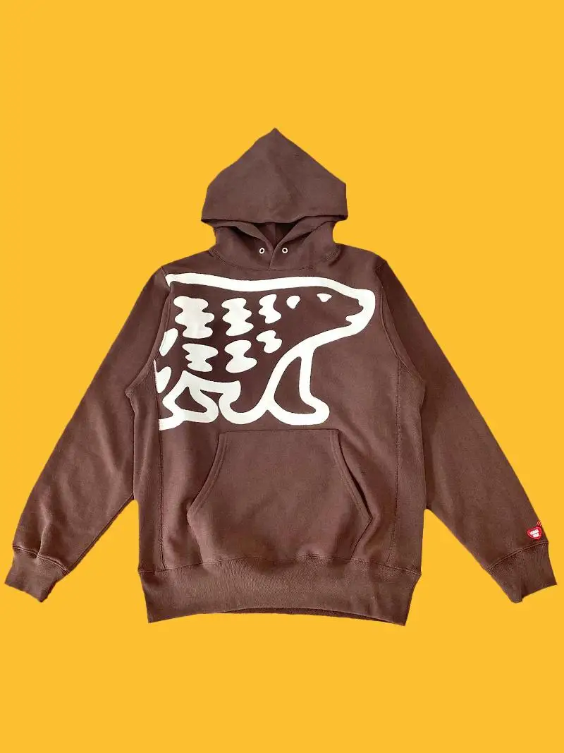 

HUMANMADE Толстовка с капюшоном с белым медведем, флисовый пуловер для пар, зимняя теплая уличная мода унисекс