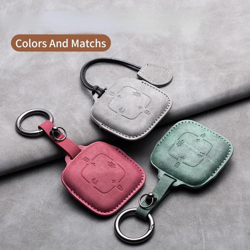 Leather Car Key Case Cover for Zeekr 001 for ZEEKR X 2023 2024 Car Remote Key Fob Shell Holder Keychain Accessories