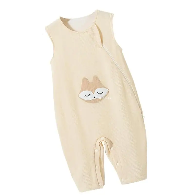 Infant Cotton Jumpsuit Unisex Baby Sleeveless Rompers Double Layer Cartoon Vest Dropship