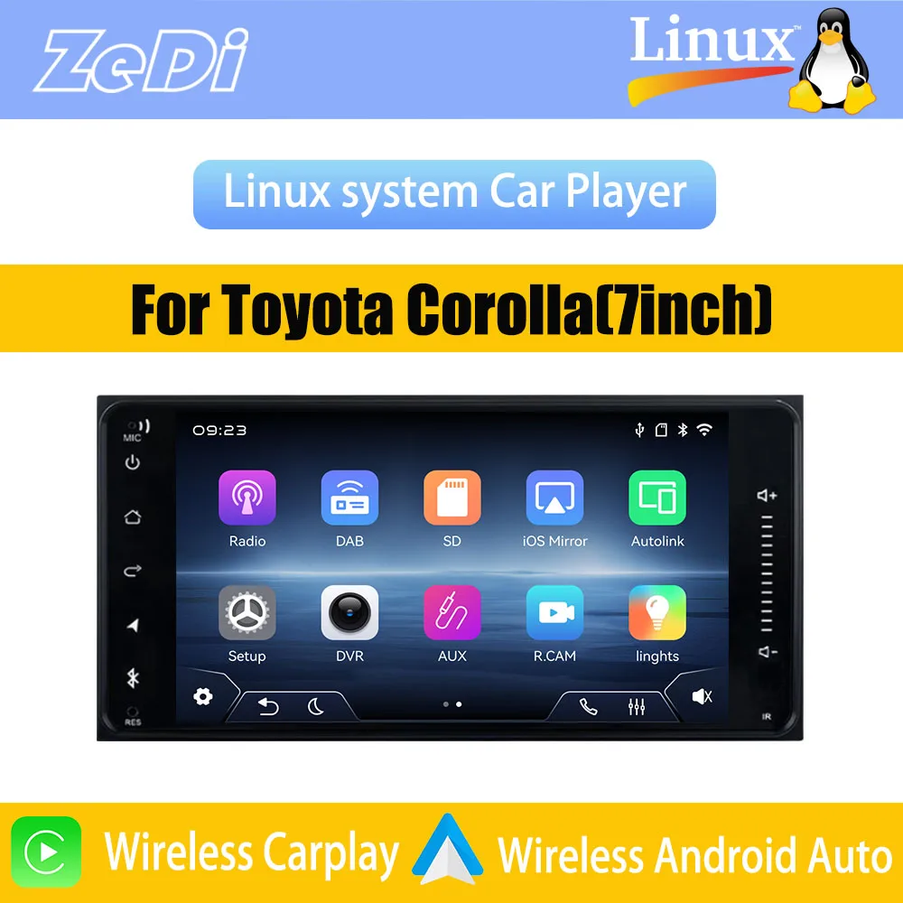 

For Toyota Corolla (7 inch Screen )2026 New Linux System Wireless CarPlay FM Bluetooth Music Video Multimedia Players Cameras