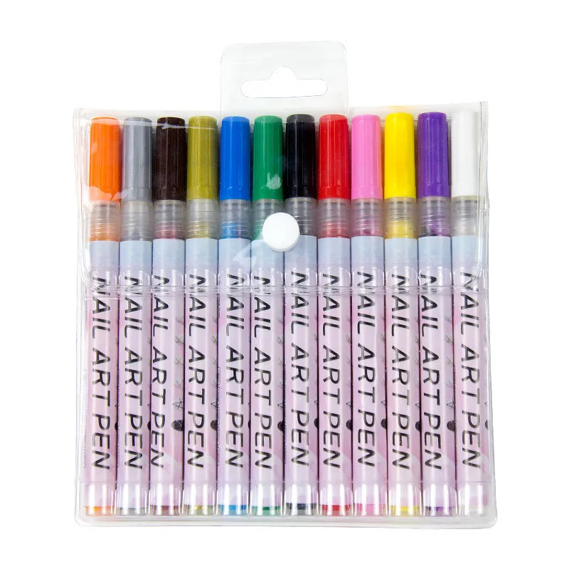 12 stks/set Kleurrijke Waterdichte Nail Art Graffiti Pen DIY 3D Nail Art Tekening Pen Abstracte Lijn Manicure Tool Schilderen Liner