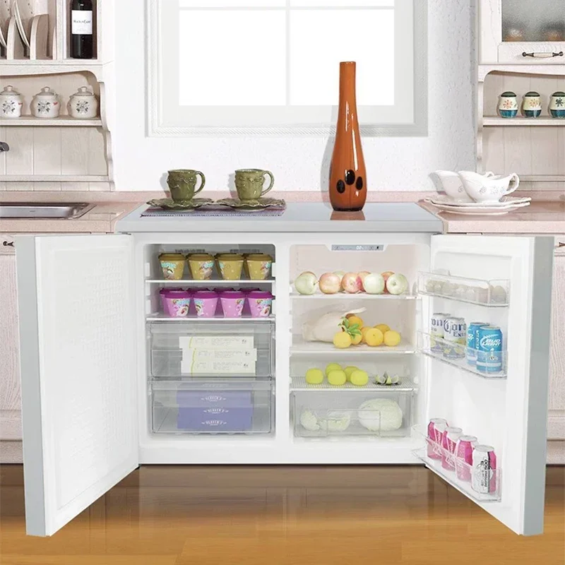 BCD-219W Ar-refrigerado Frost-free Household Horizontal Cabinet Incorporado, Pequeno-tamanho Double-door Low Refrigerador