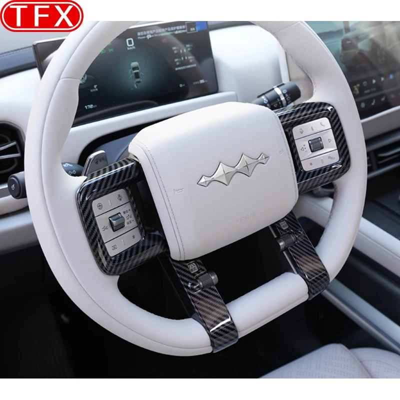

for BYD Leopard Titanium 3 2025 Car Steering Wheel Decorative Sticker Button Frame Interior Carbon Fiber Pattern Accessories