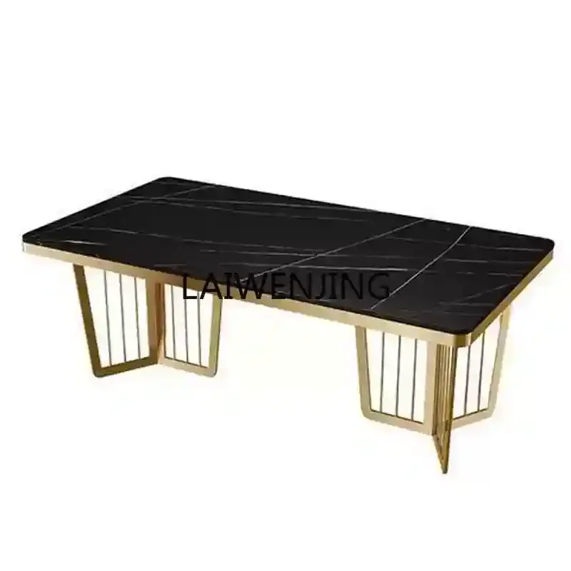 

LYN rock slab dining table and chair combination rectangular household small apartment high-end titanium dining table