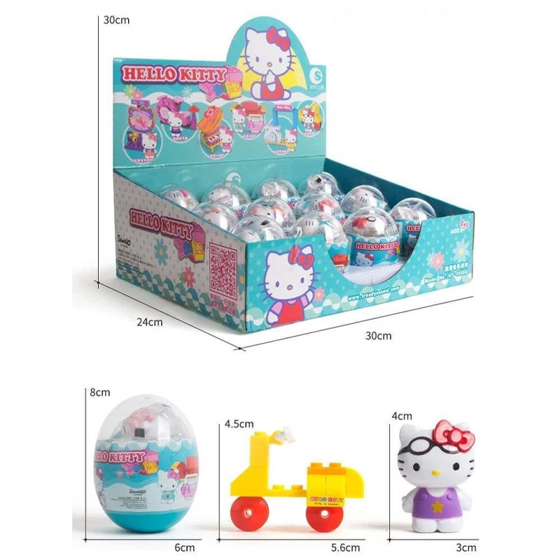 Sanrio Hello Kitty 45th Anniversary Summer Vacation Building Blocks Blind Egg Cute Kitty Cat Mini Figure Bricks Kids Toy Gift