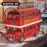 Robotime Rolife London Tour Bus City Sightseeing Car Model Best Gifts Present for Kids Building Block Kits 3D Wooden Puzzle