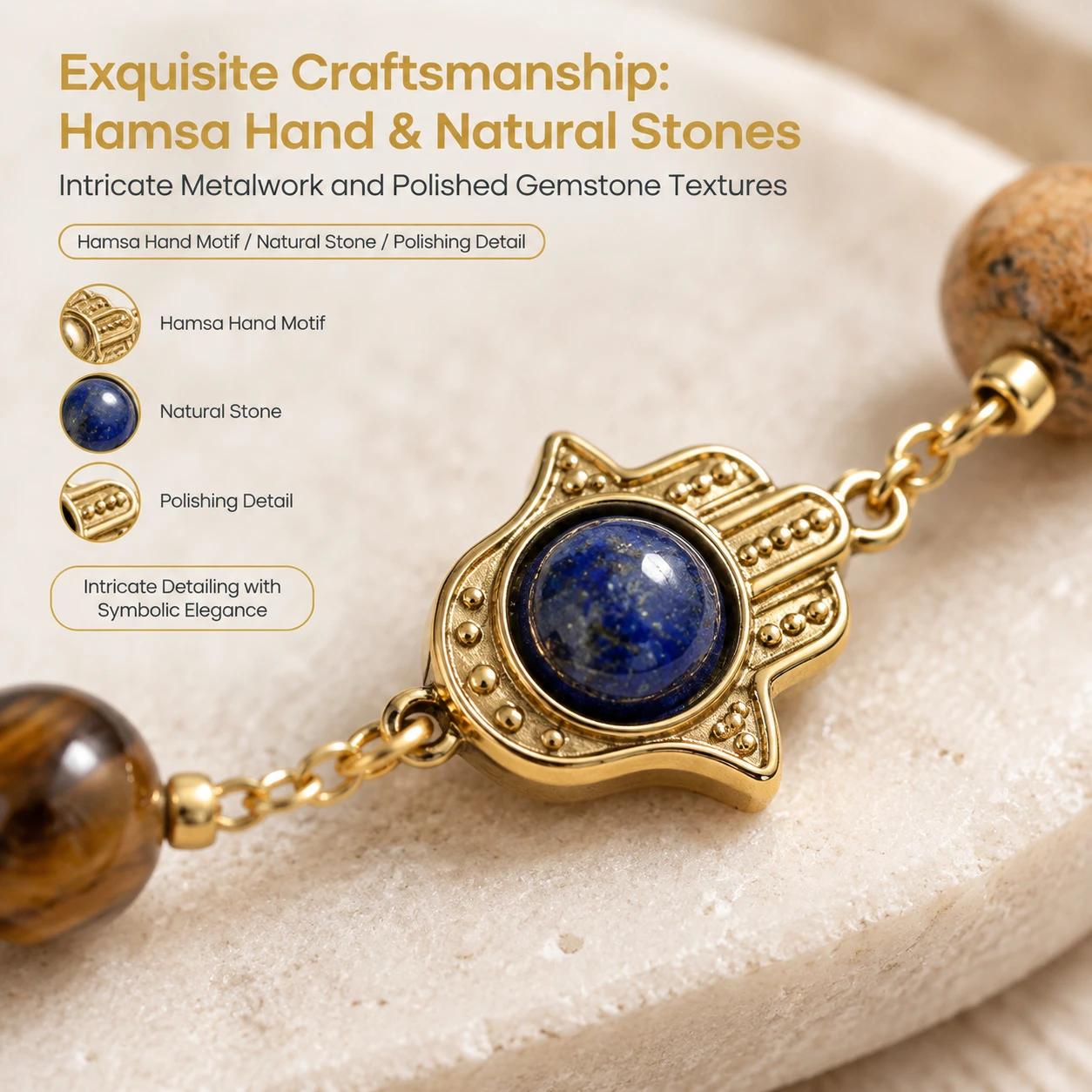 Hamsa Hand Planet Beaded Bracelet Necklace 6mm 8mm 10mm Steel Adjustable Celestial Jewelry for Women Men Unisex Gift Accessories